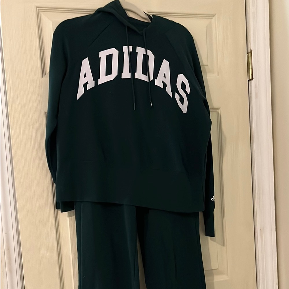 Adidas Dark Green Tracksuit with White Logo